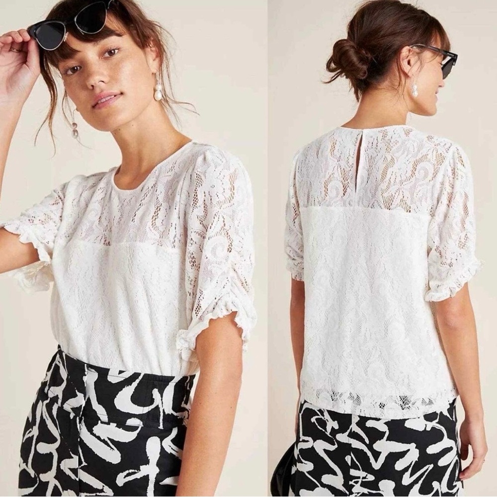 Anthropologie Parvati Elegant Lace Cream Blouse